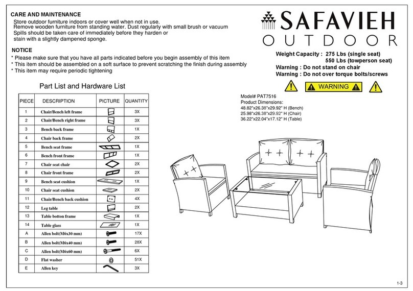 Safavieh Outdoor Vellor PAT7516 Assembly instructions