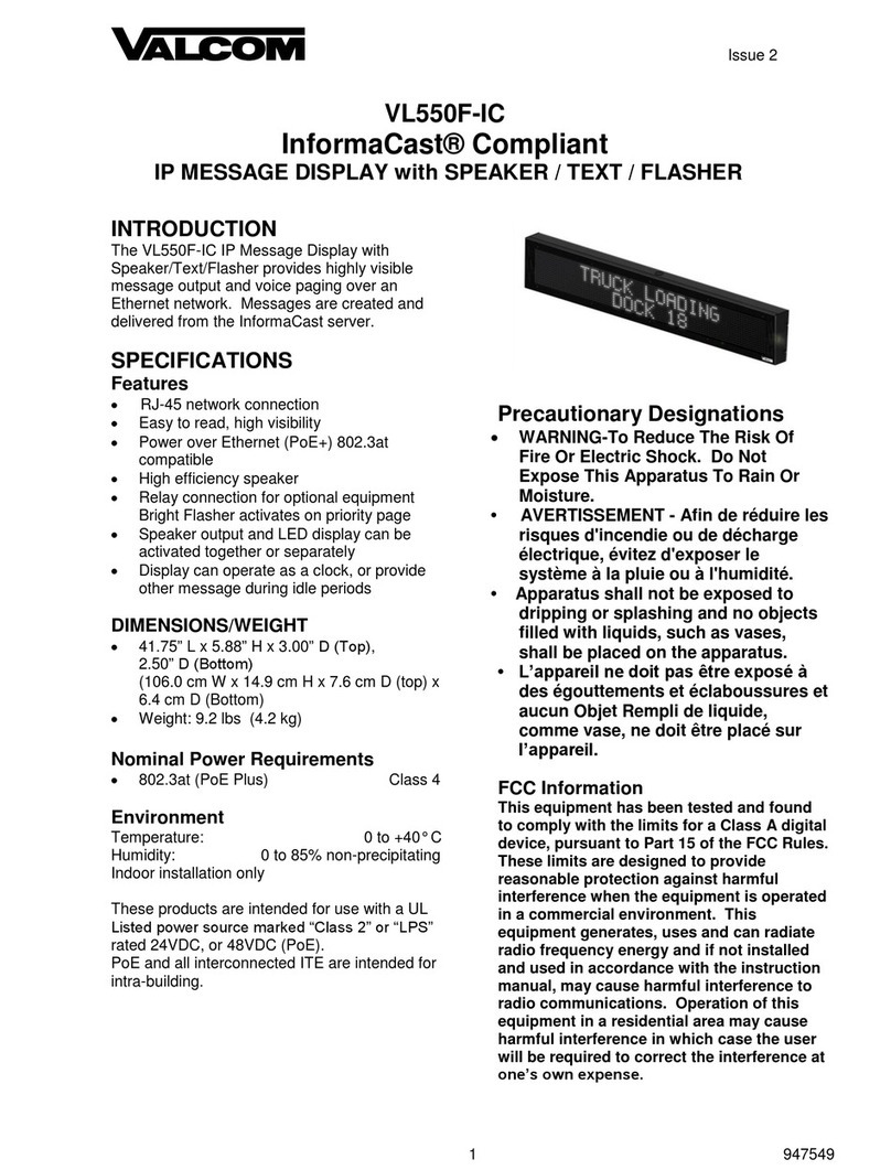 Valcom InformaCast VL550F-IC User manual