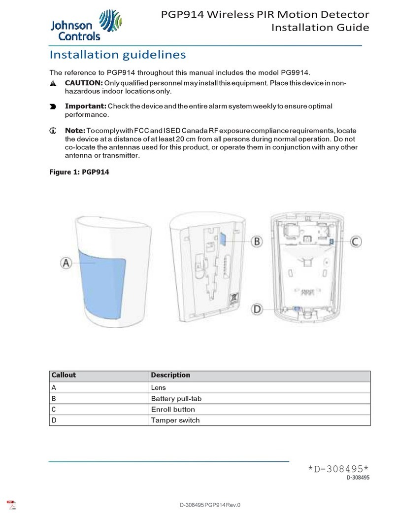 Johnson Controls PGP914 User manual
