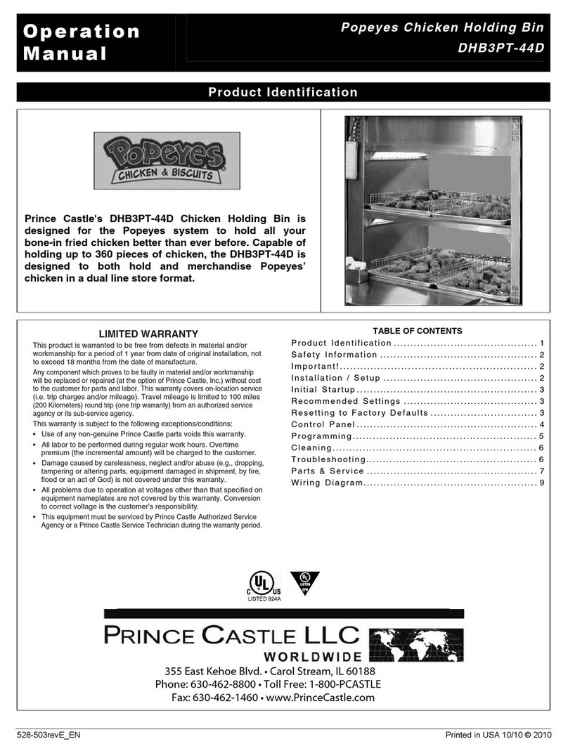 Prince Castle Popeyes DHB3PT-44D User manual Prince Castle Popeyes DHB3PT-44D User manual