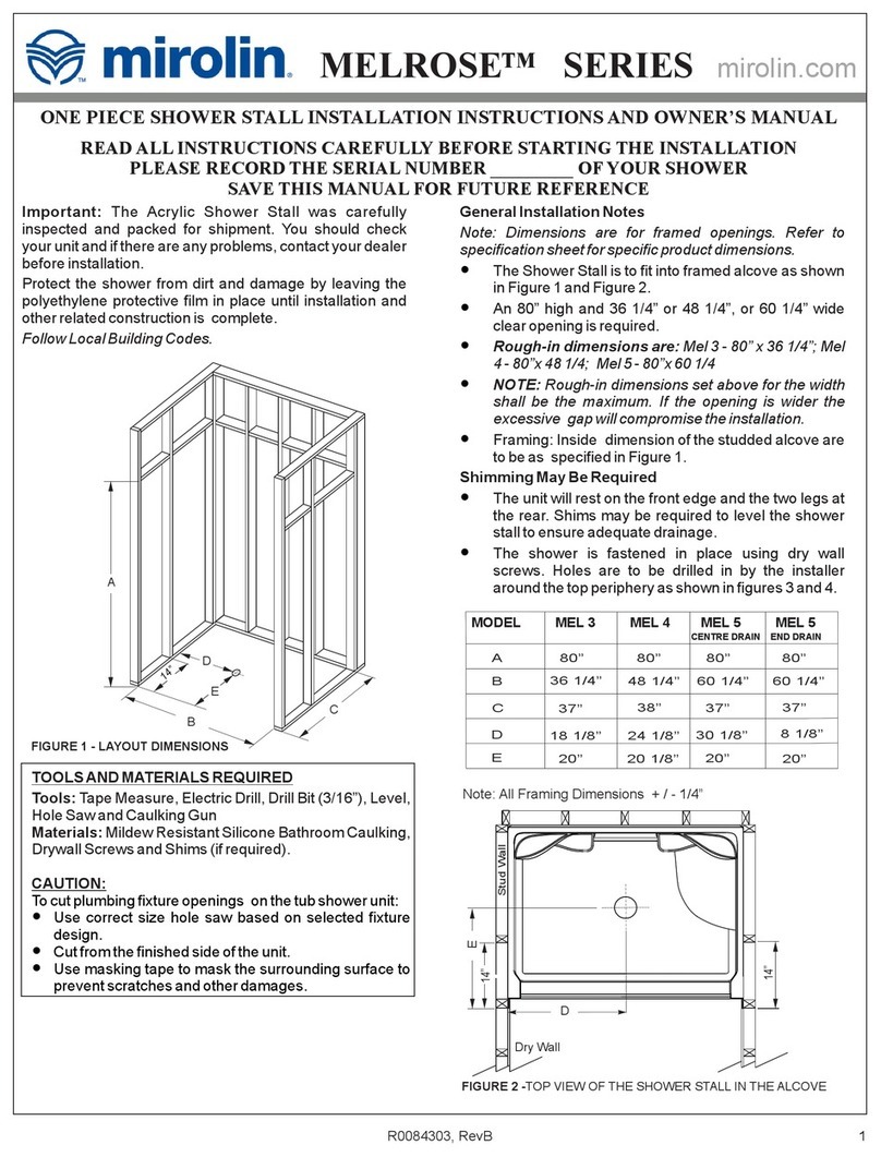 Mirolin MELROSE MEL3 Installation instructions and owner's manual