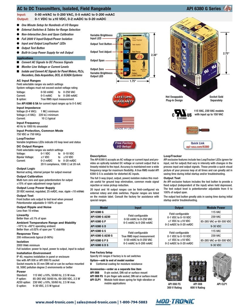 Mod-tronic API 6380 G Series User manual