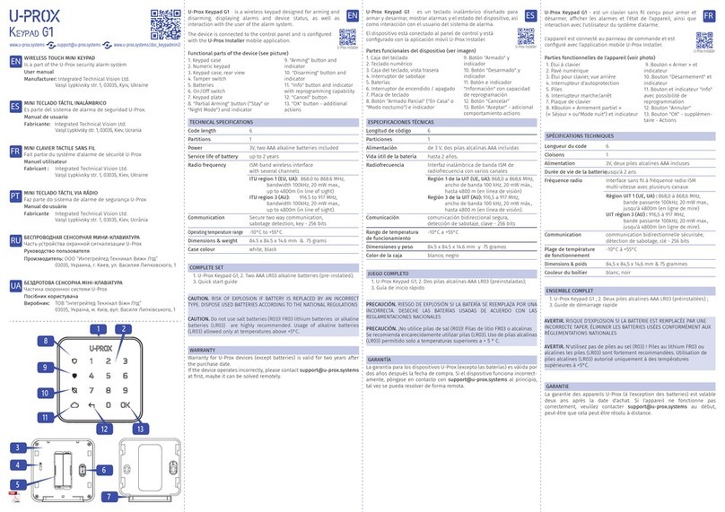 U-Prox G1 User manual