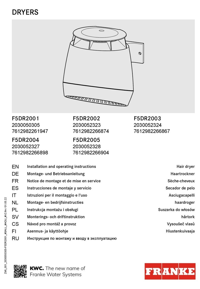 Franke F5DR2001 Installation and operating instructions