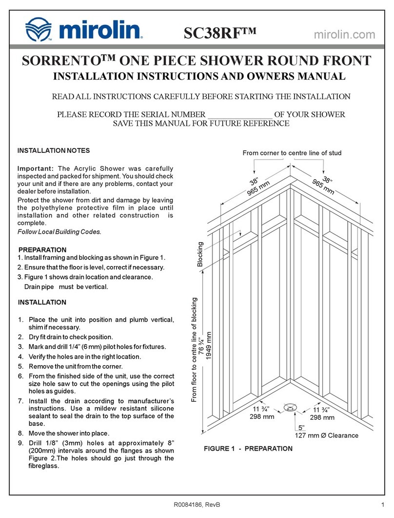 Mirolin SORRENTO 38 Installation instructions and owner's manual Mirolin SORRENTO 38 Installation instructions and owner's manual
