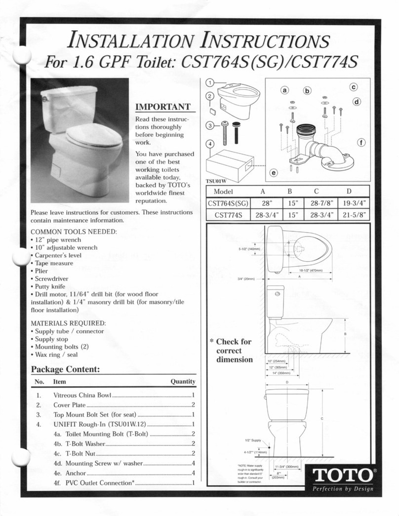Toto CST764S installation instructions