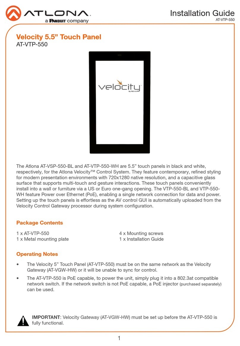 Panduit Atlona Velocity AT-VTP-550 User manual