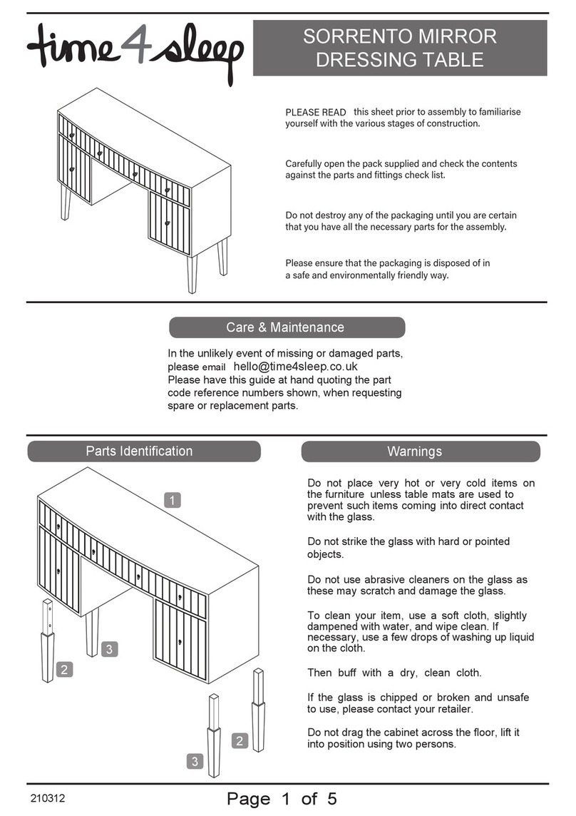Time4Sleep SORRENTO MIRROR DRESSING TABLE User manual Time4Sleep SORRENTO MIRROR DRESSING TABLE User manual
