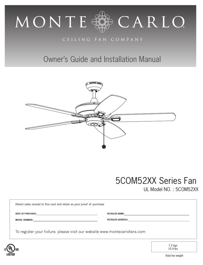 Monte Carlo Fan Company Colony 5COM52 Series Owner's guide and installation manual