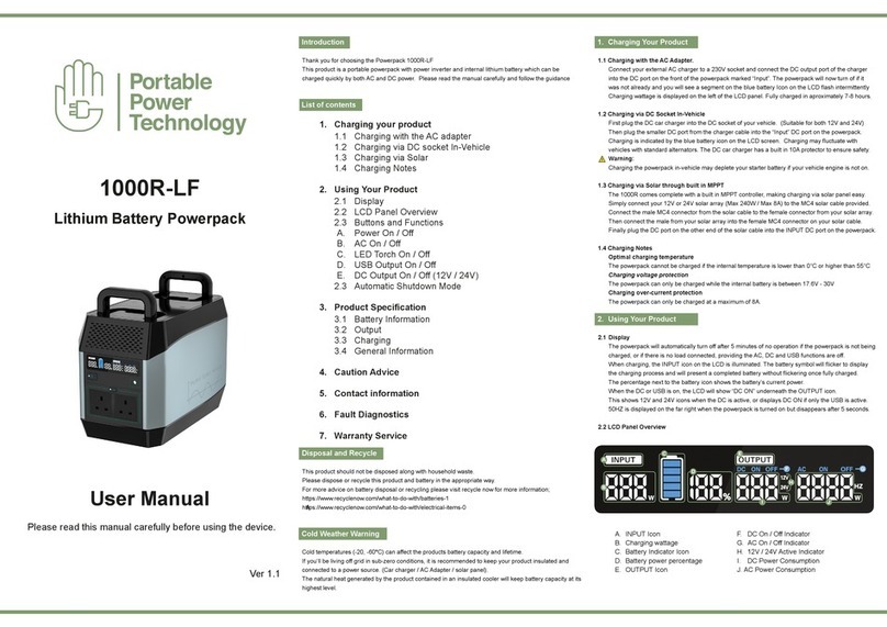 Portable Power Technology 1000R-LF user manual Portable Power Technology 1000R-LF user manual