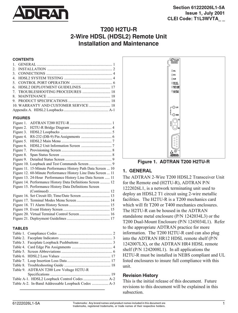 ADTRAN T200 H2TU-R Instruction Manual