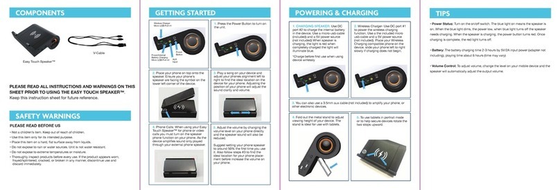 Allstar Innovations Easy Touch Speaker user manual