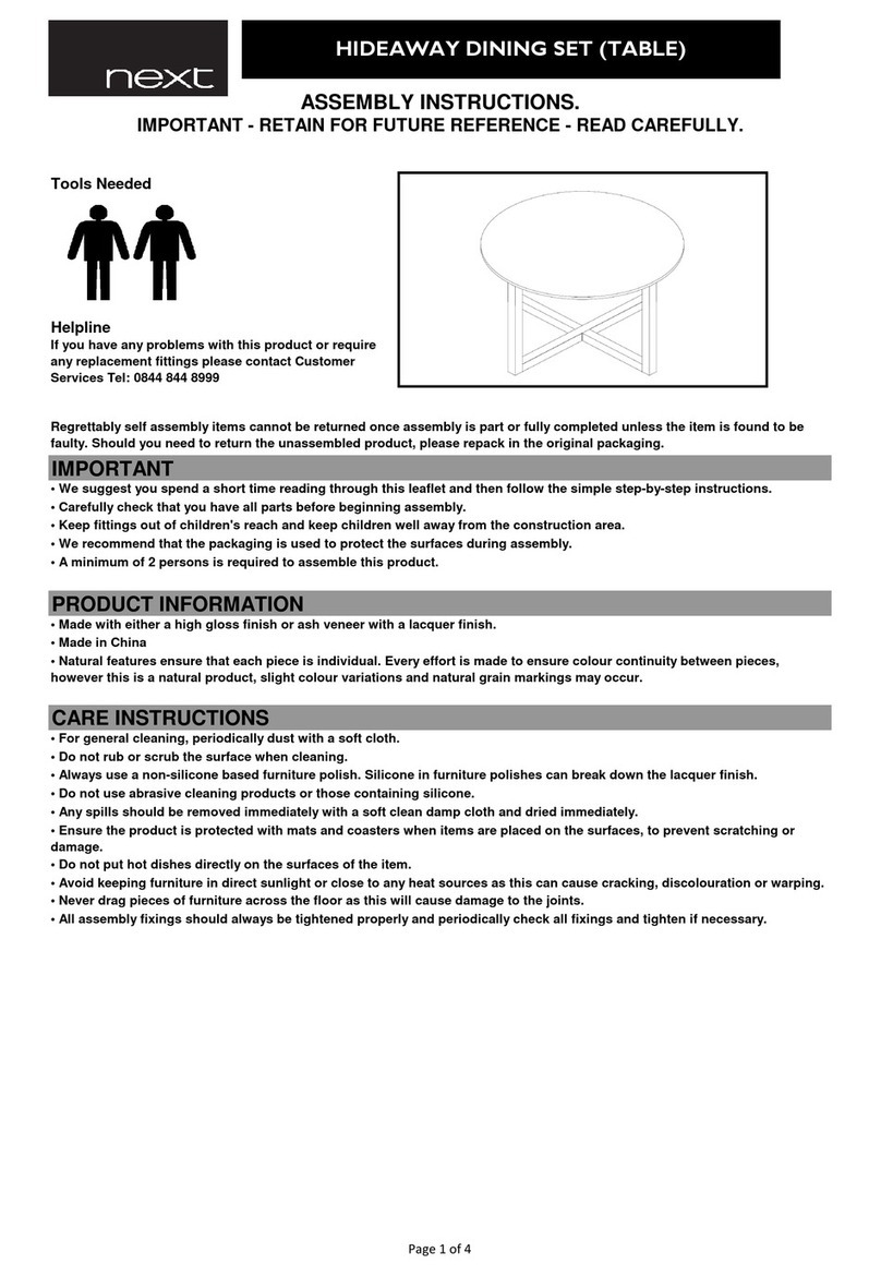 Next HIDEAWAY DINING SET User manual
