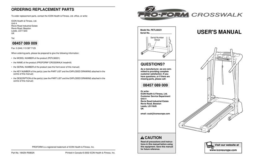 Pro-Form CROSSWALK PETL56521 User manual
