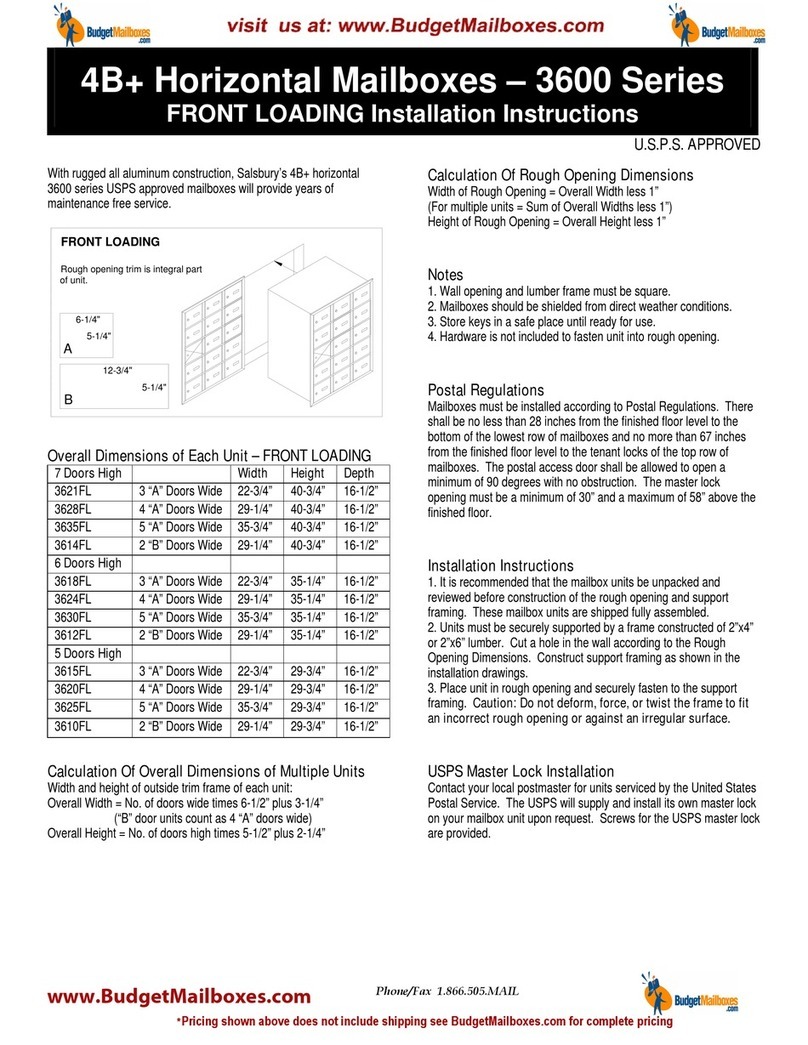 Salsbury Industries 3600 Series installation instructions Salsbury Industries 3600 Series installation instructions