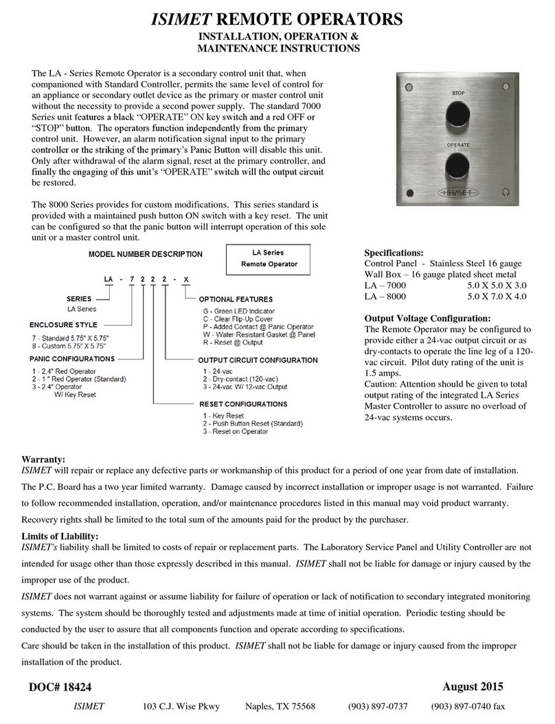 Isimet LA Series Installation, operation & maintenance instructions