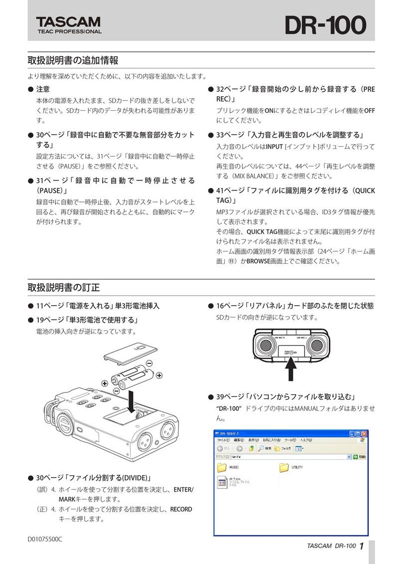 Tascam DR-100 MKIII owner's manual