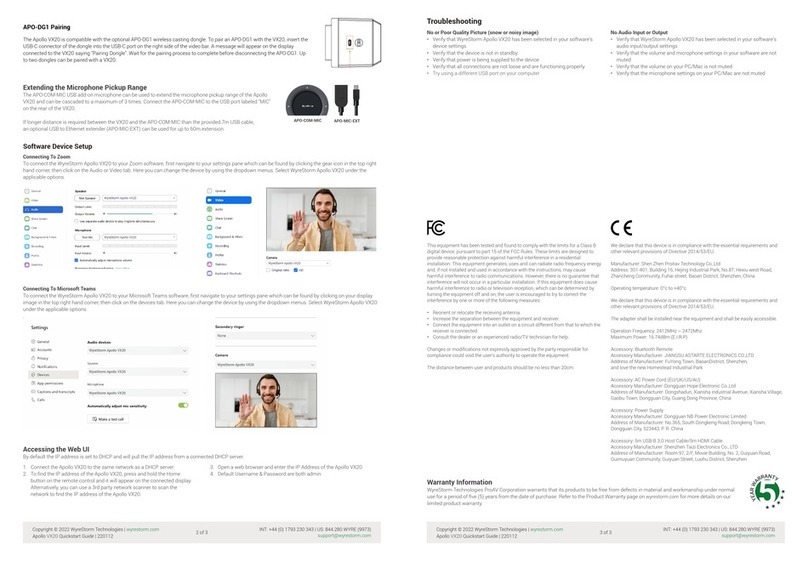 Wyrestorm APOLLO APO-VX20-UC quick start guide