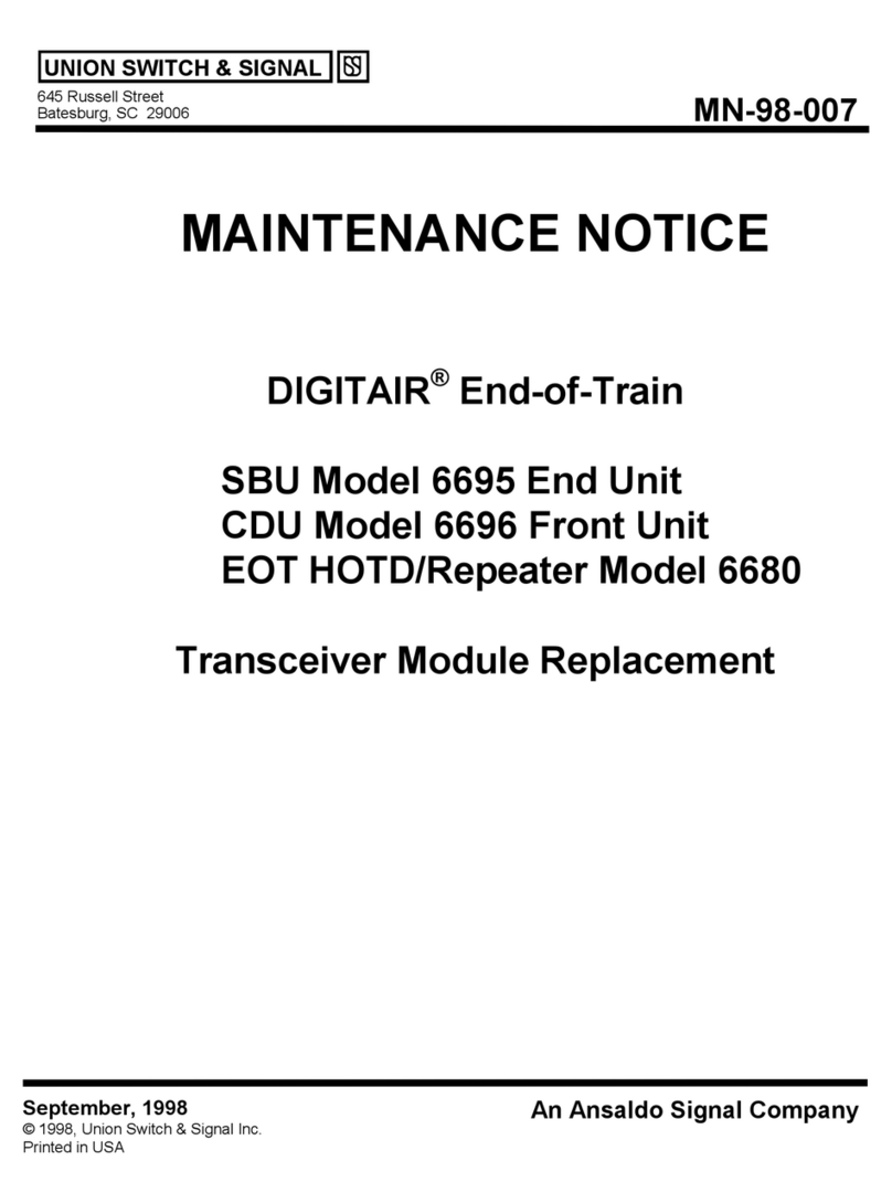 Union Switch & Signal DIGITAIR 6695 Maintenance notice