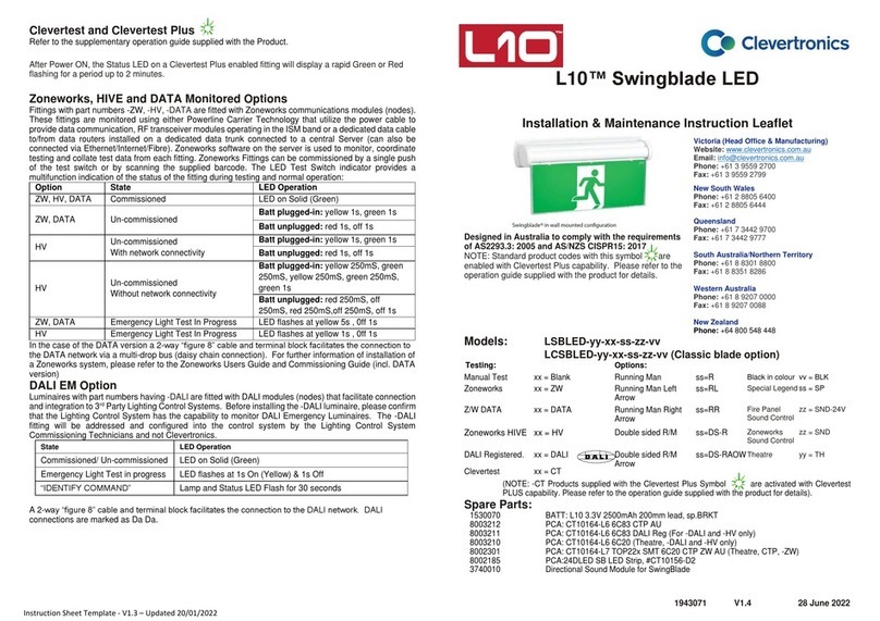 Clevertronics L10 LSBLED Series Installation and operating instructions