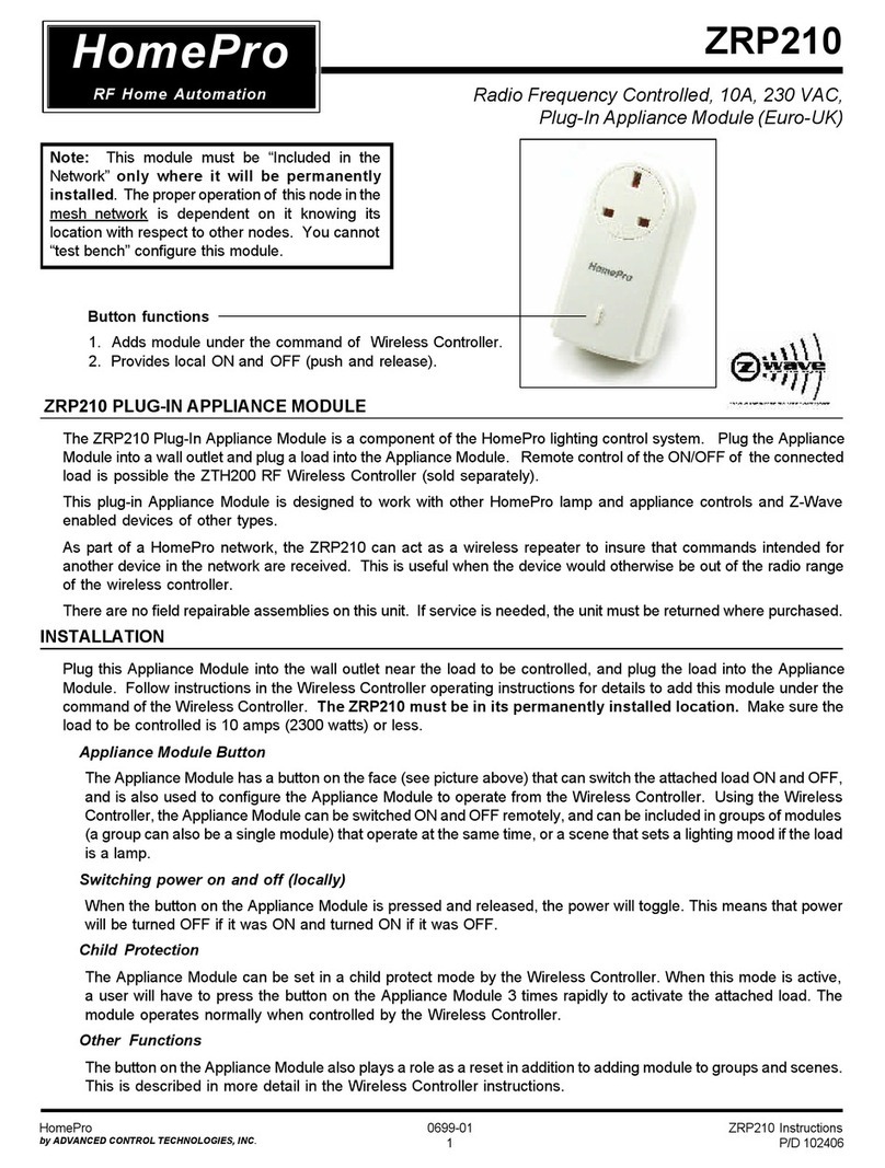 HomePro ZRP210 quick start guide
