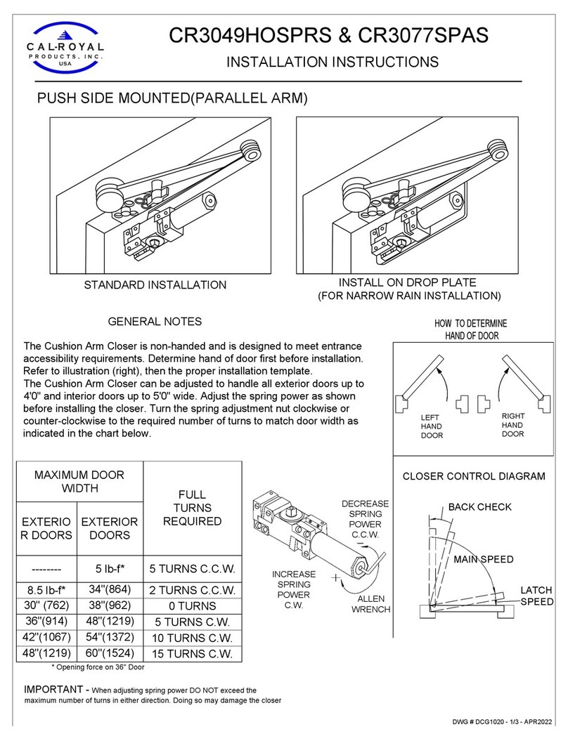 Cal-Royal CR3049HOSPRS installation instructions