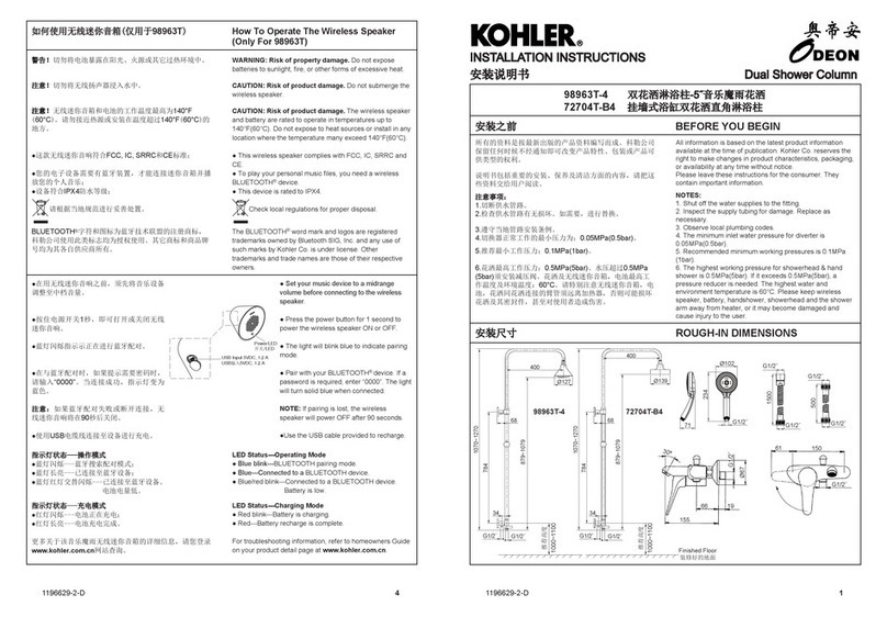 Kohler ODEON 98963T-4 User manual