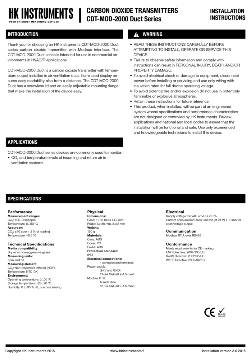 HK Instruments CDT-MOD-2000 Duct Series User manual