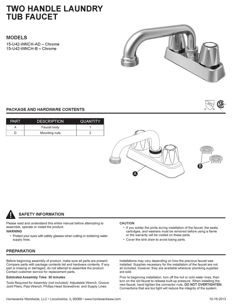 Homewerks AQUEOUS 15-U42-WNCH-AD manual
