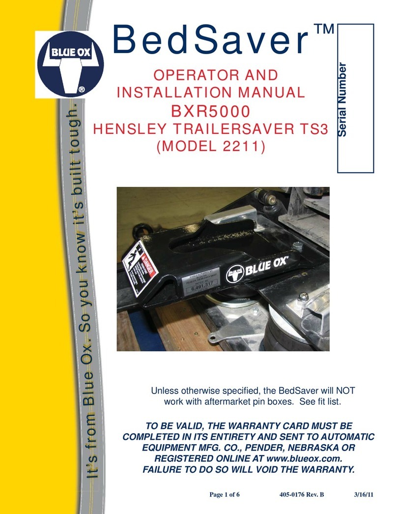Blue Ox BedSaver BXR5000 Operator and installation manual Blue Ox BedSaver BXR5000 Operator and installation manual