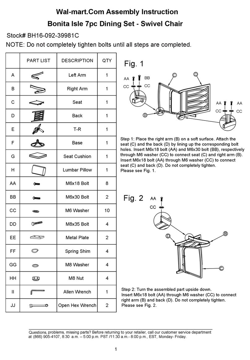 Walmart Bonita Isle BH16-092-39981C Assembly instruction Walmart Bonita Isle BH16-092-39981C Assembly instruction