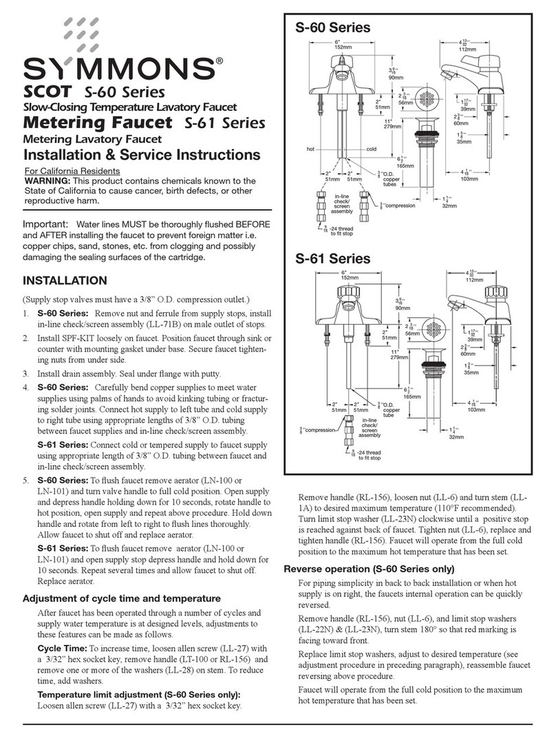 Symmons SCOT S-60 Series SCOT S-61 Series Installation and maintenance instructions