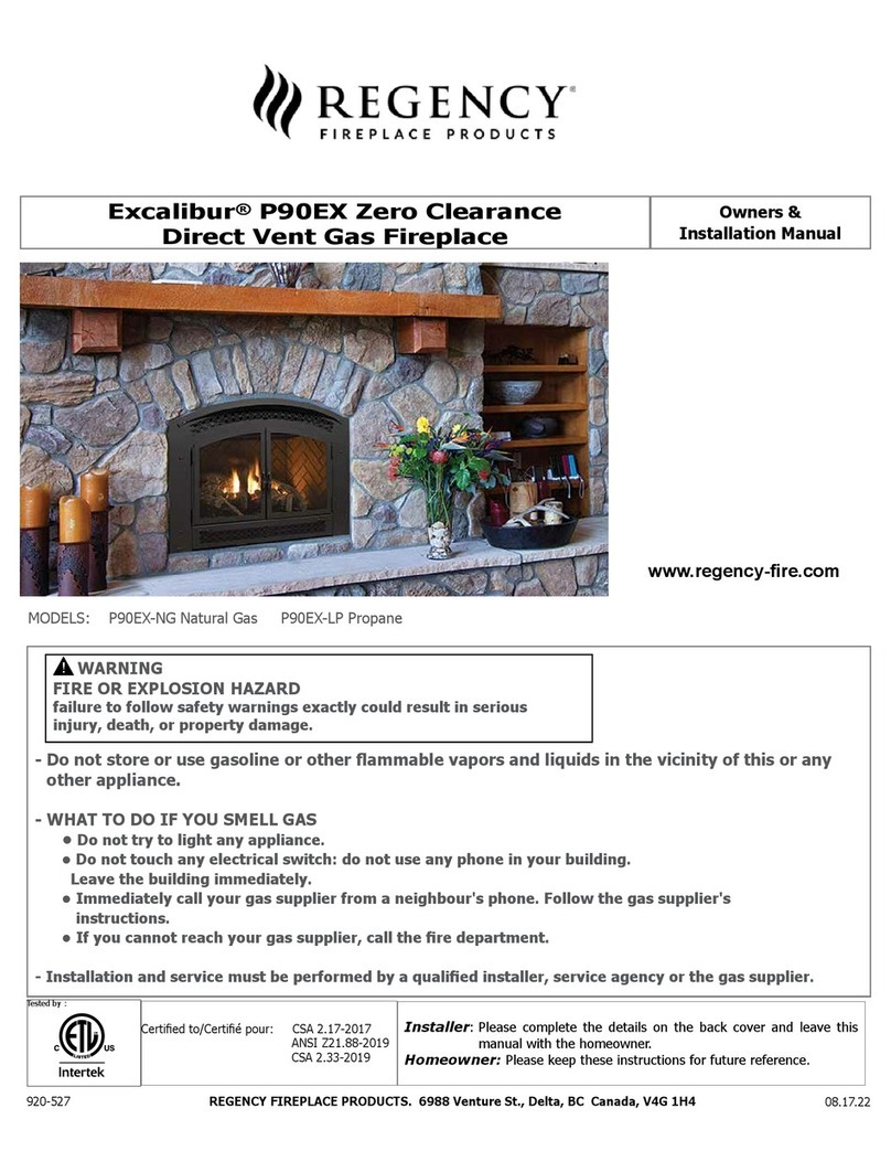 Regency Fireplace Products Excalibur P90EX Owners & installation manual