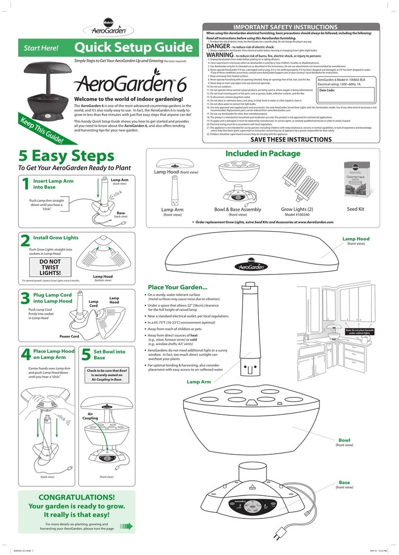 Miracle-Gro AeroGarden 6 Quick setup guide