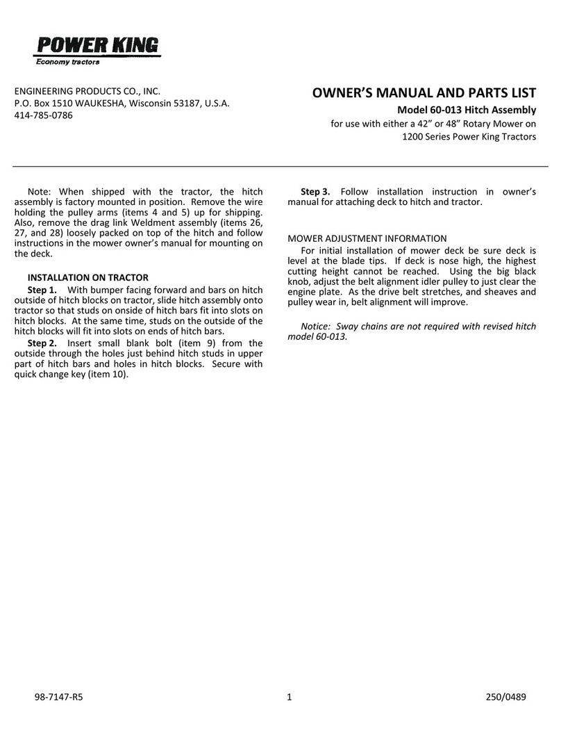 power King 60-013 Owner's manual and parts list
