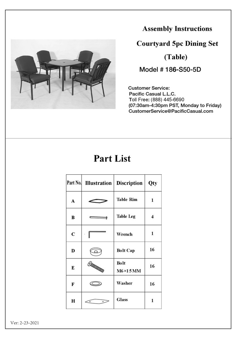 Pacific Casual 186-S50-5D Assembly instructions
