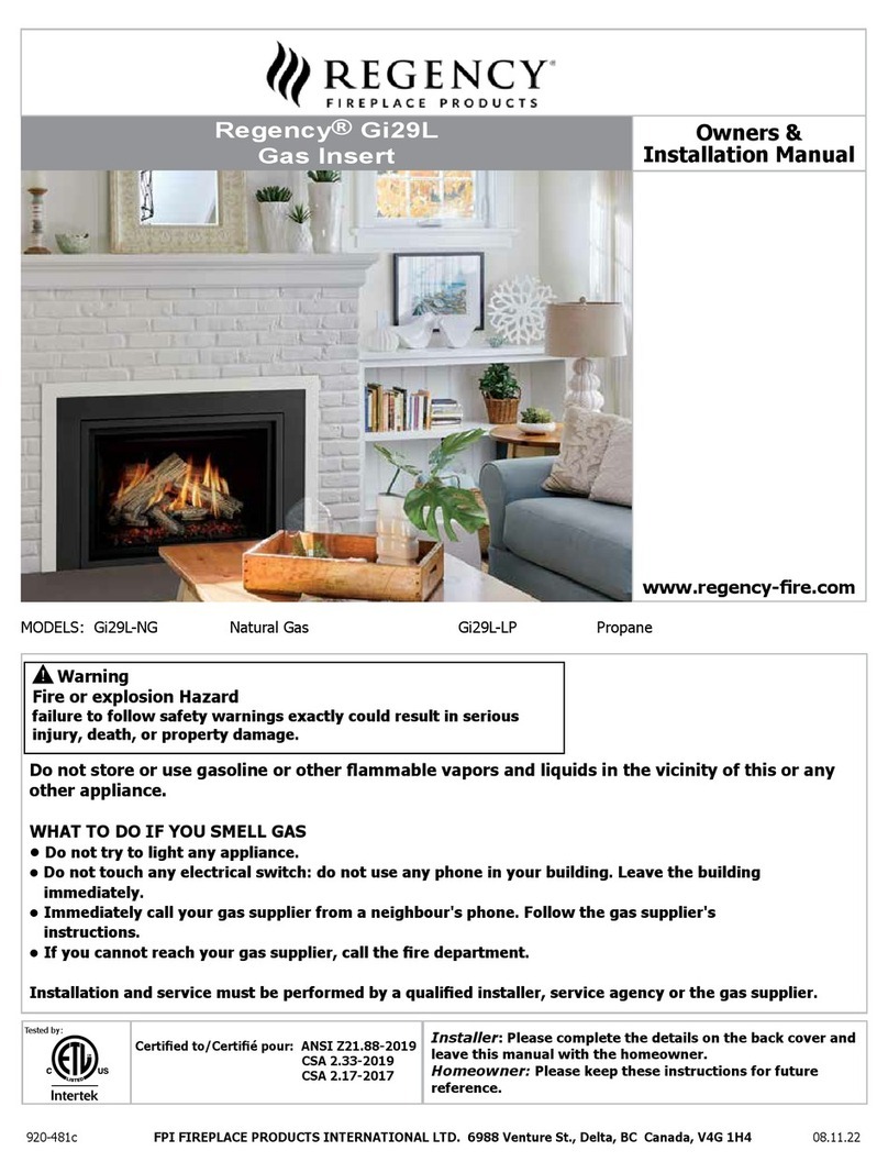Regency Fireplace Products Gi29L-NG Owners & installation manual