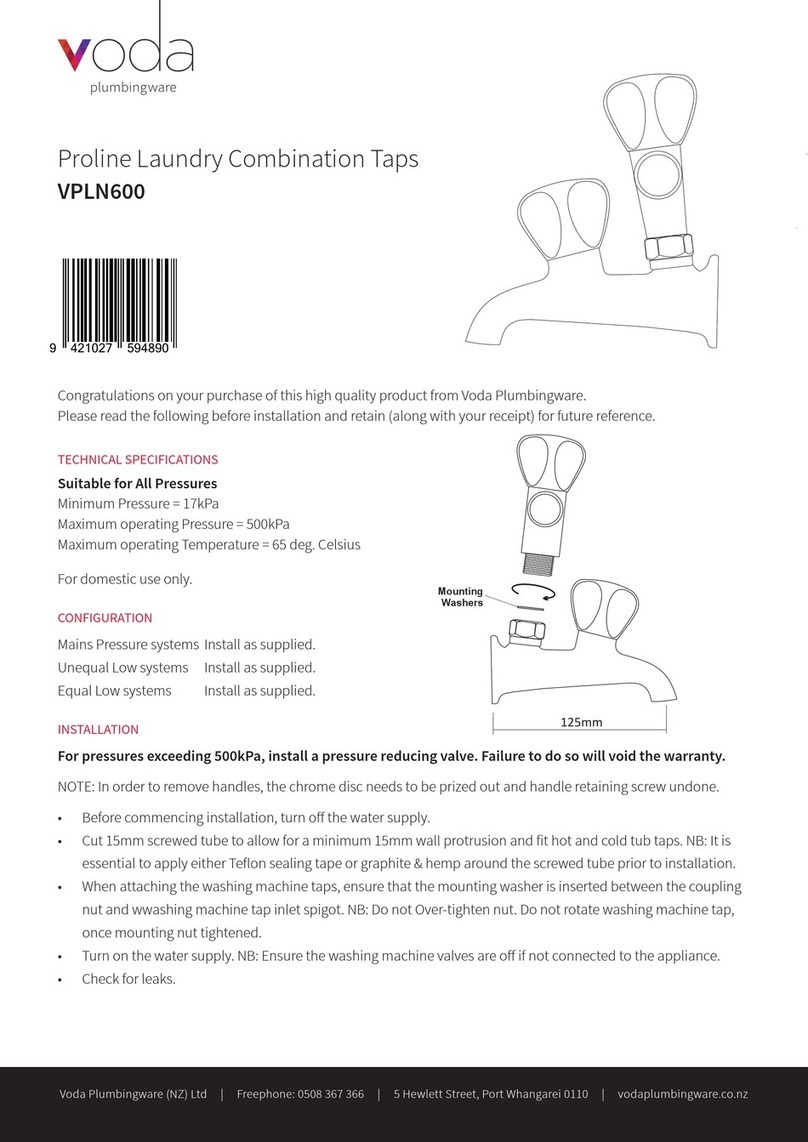 Voda Plumbingware Proline VPLN600 installation instructions