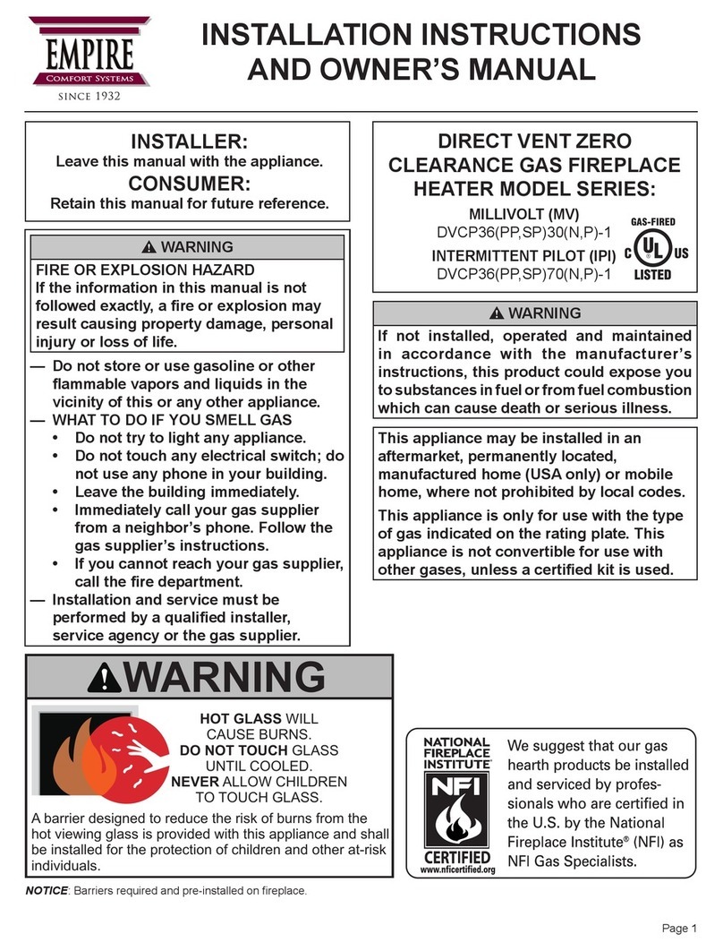 Empire Comfort Systems MILLIVOLT DVCP36SP30N-1 Installation instructions and owner's manual