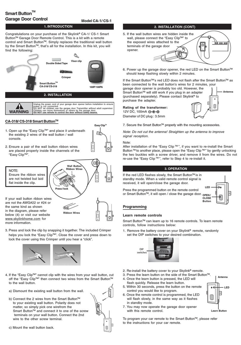 SkylinkHome Smart Button CA-1 quick start guide