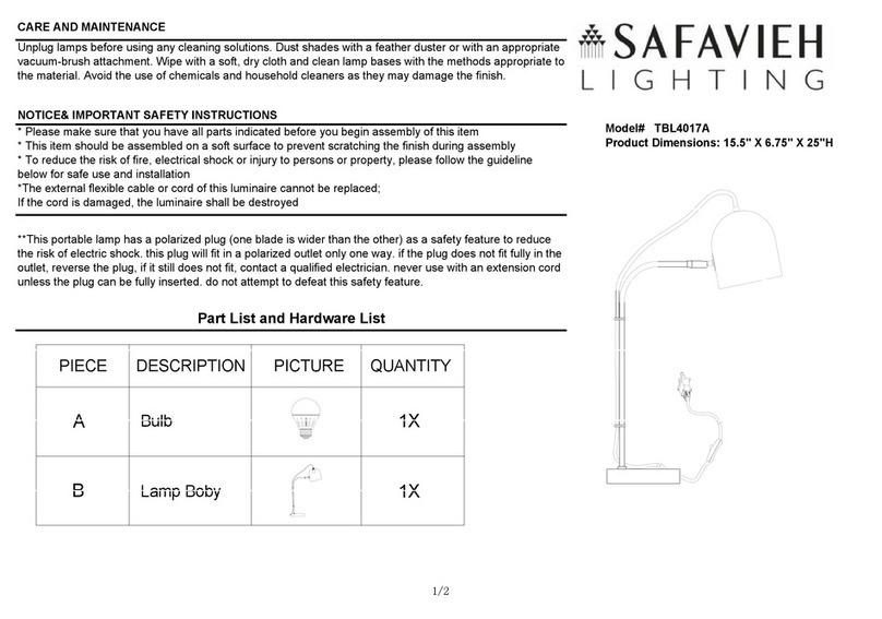 Safavieh TBL4017A quick start guide