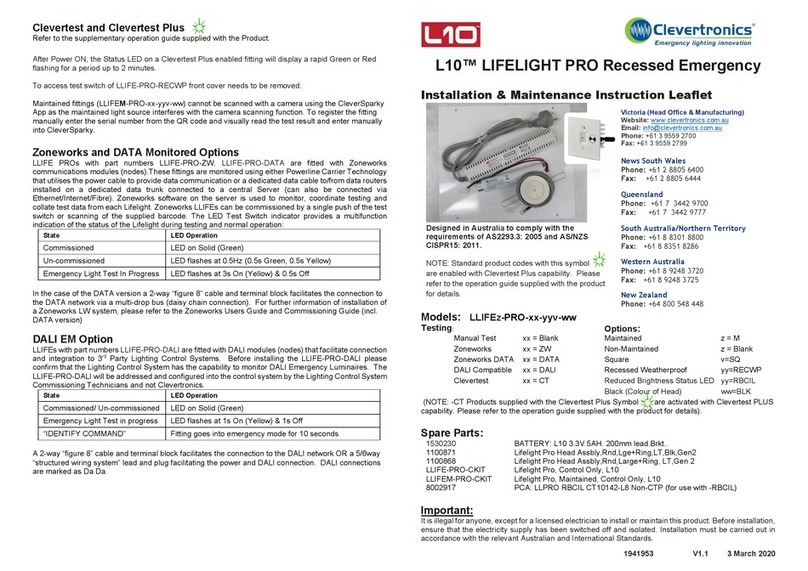 Clevertronics L10 LIFELIGHT PRO LLIFE PRO Series User manual