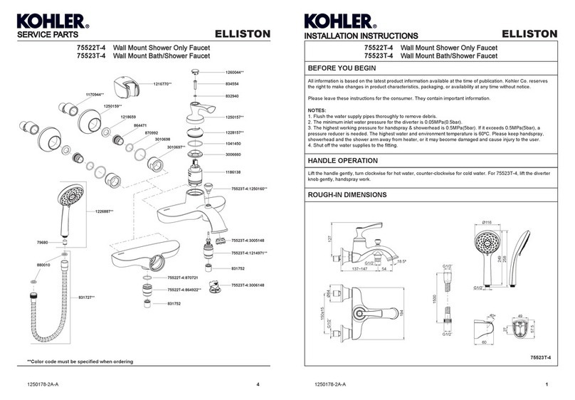 Kohler ELLISTON 75522T-4 User manual