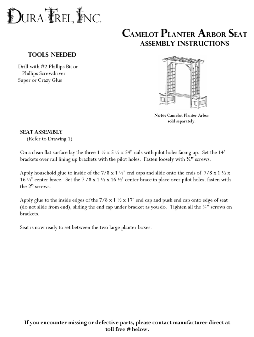 Dura Trel CAMELOT PLANTER ARBOR SEAT Assembly instructions Dura Trel CAMELOT PLANTER ARBOR SEAT Assembly instructions