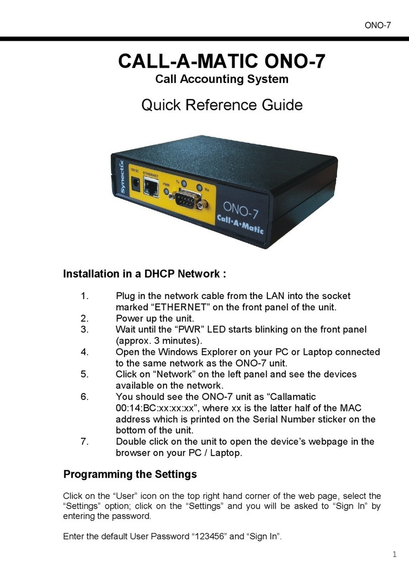 Synectix CALL-A-MATIC ONO-7 User manual