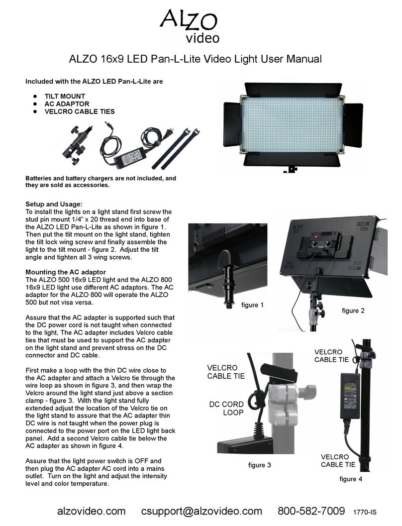 ALZO Video LED Pan-L-Lite user manual ALZO Video LED Pan-L-Lite user manual