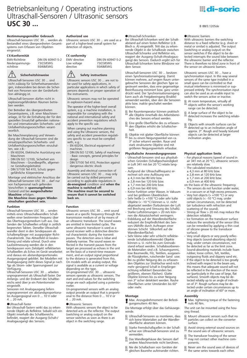 Di-soric USC 30 Series User manual