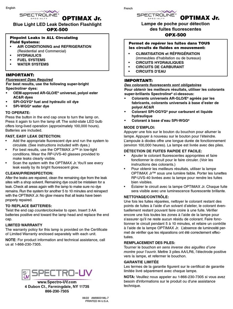 Spectroline OPTIMAX Jr. OPX-500 User manual