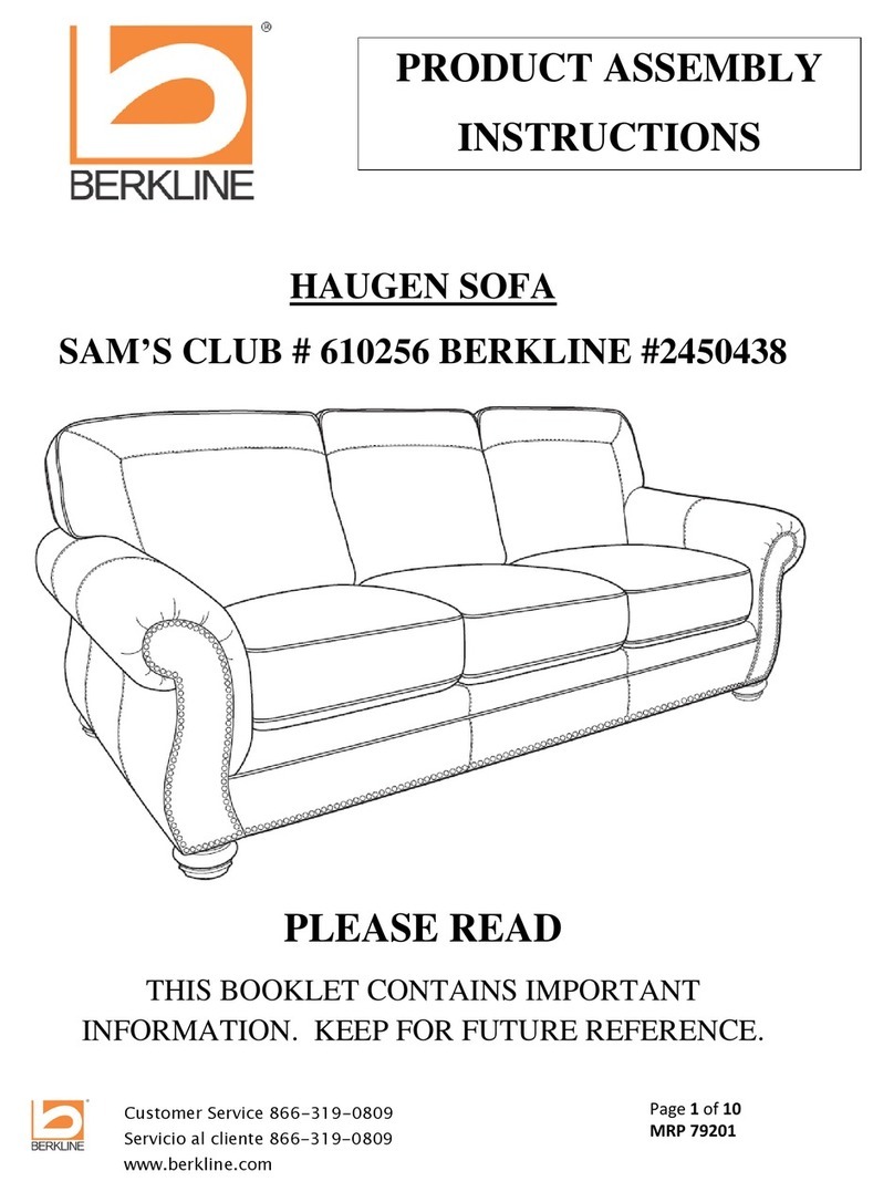 Berkline HAUGEN SAM'S CLUB 610256 Product assembly instructions Berkline HAUGEN SAM'S CLUB 610256 Product assembly instructions
