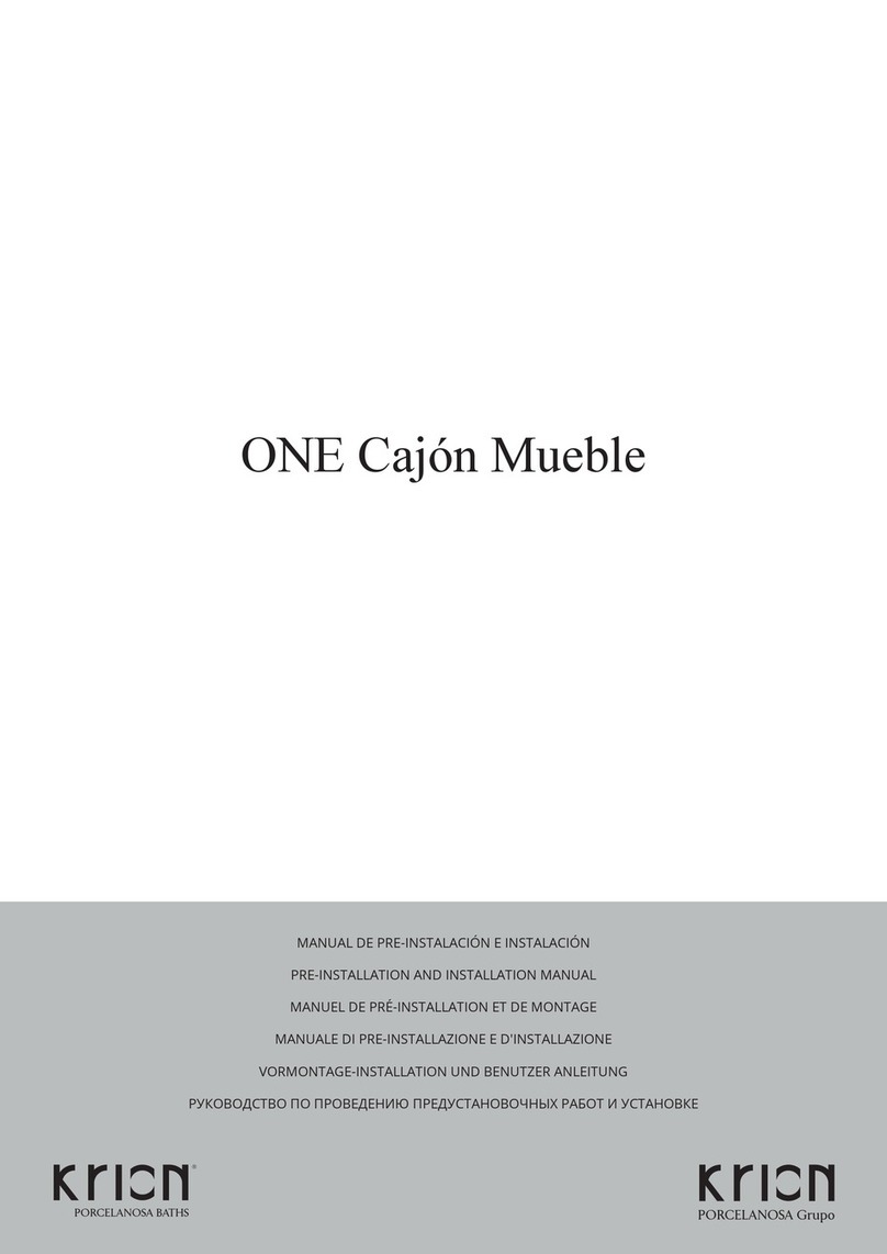 Porcelanosa ONE PRE-INSTALLATION AND INSTALLATION MANUAL